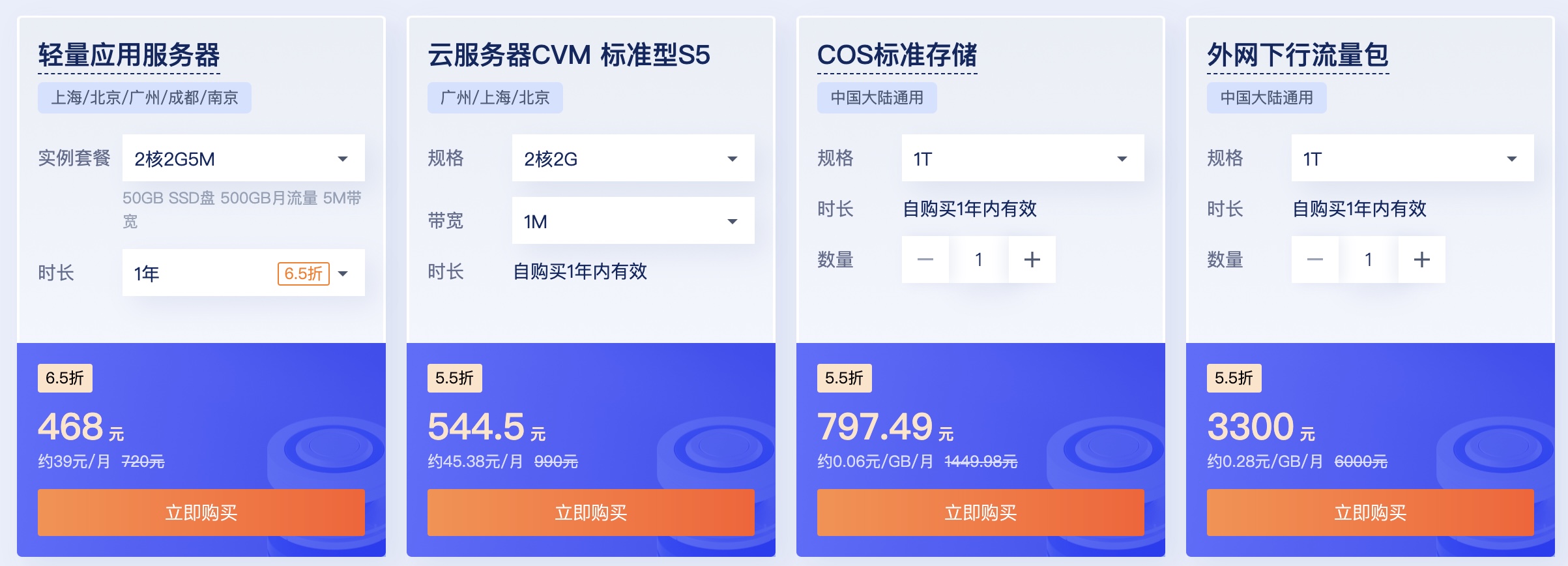 腾讯云年终特惠，2核2G轻量应用服务器6.58元/月起